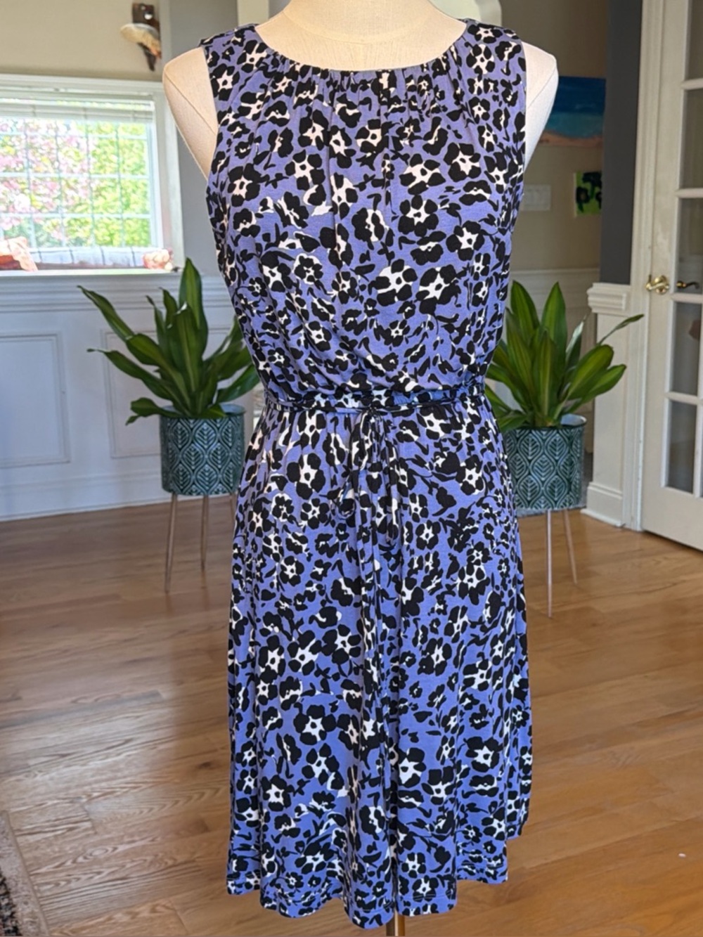 LOFT‎ Animal Print Jersey Mini Dress Petite XSP Purple (VGUC)